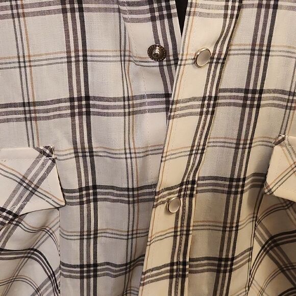 Off white plaid Eli Cattleman long sleeve button down shirt - Picture 2 of 7